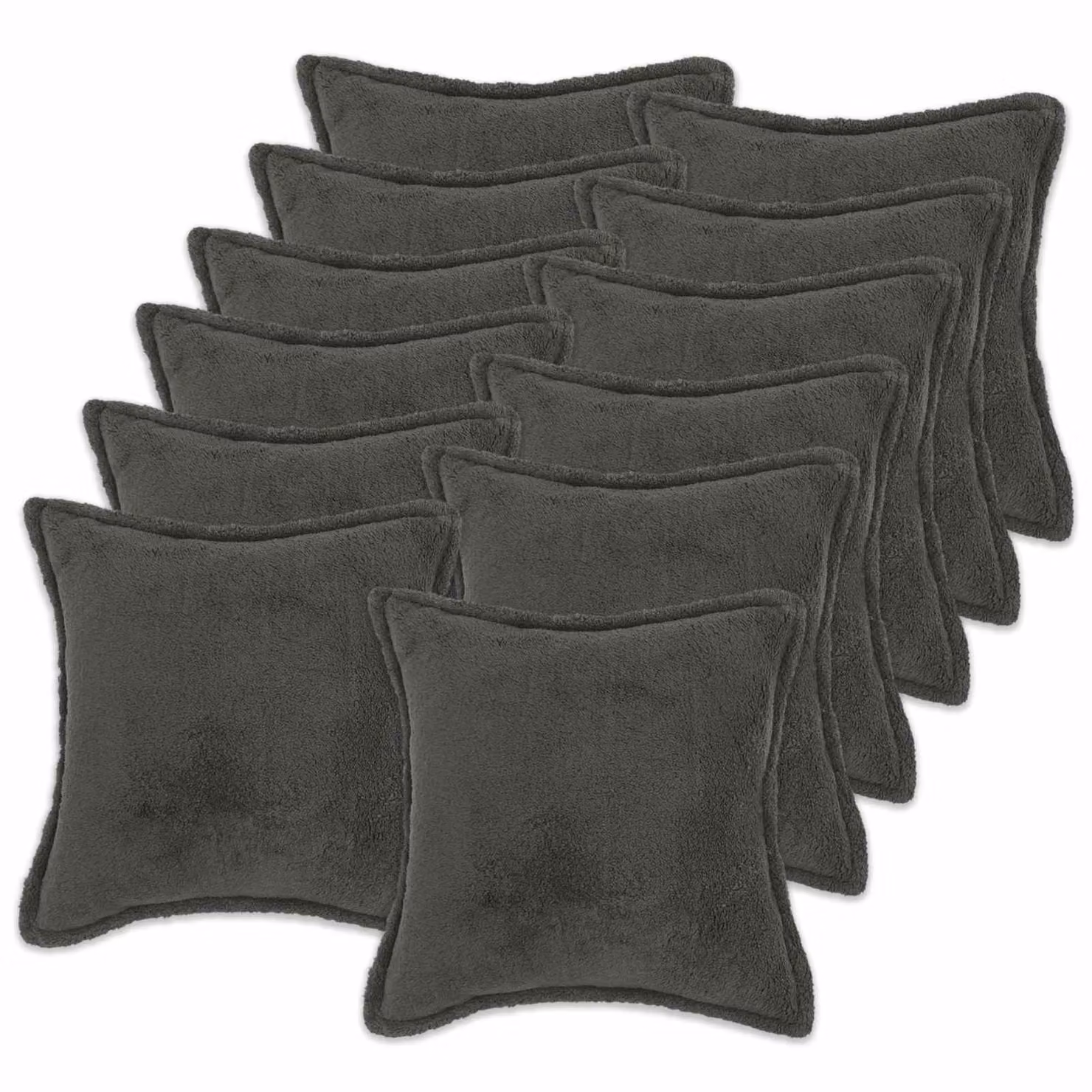 Set di 12 federe vidaXL HOUTEN in tessuto bouclé grigio scuro, L/P: 50 x 50 cm