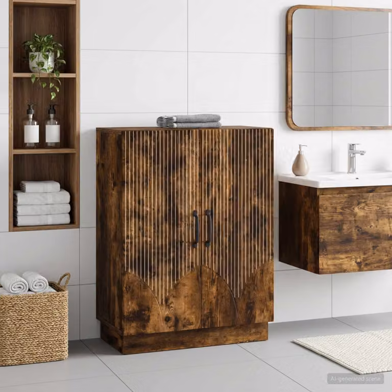 Mobiletto da bagno vidaXL HOORN Rovere Fumo, L: 59,5 cm, P: 31 cm, H: 77 cm