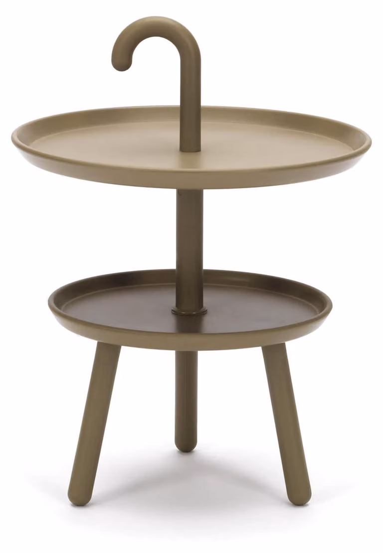 Tavolino da Giardino Ø41x55 cm 2 Ripiani in Polipropilene Verde