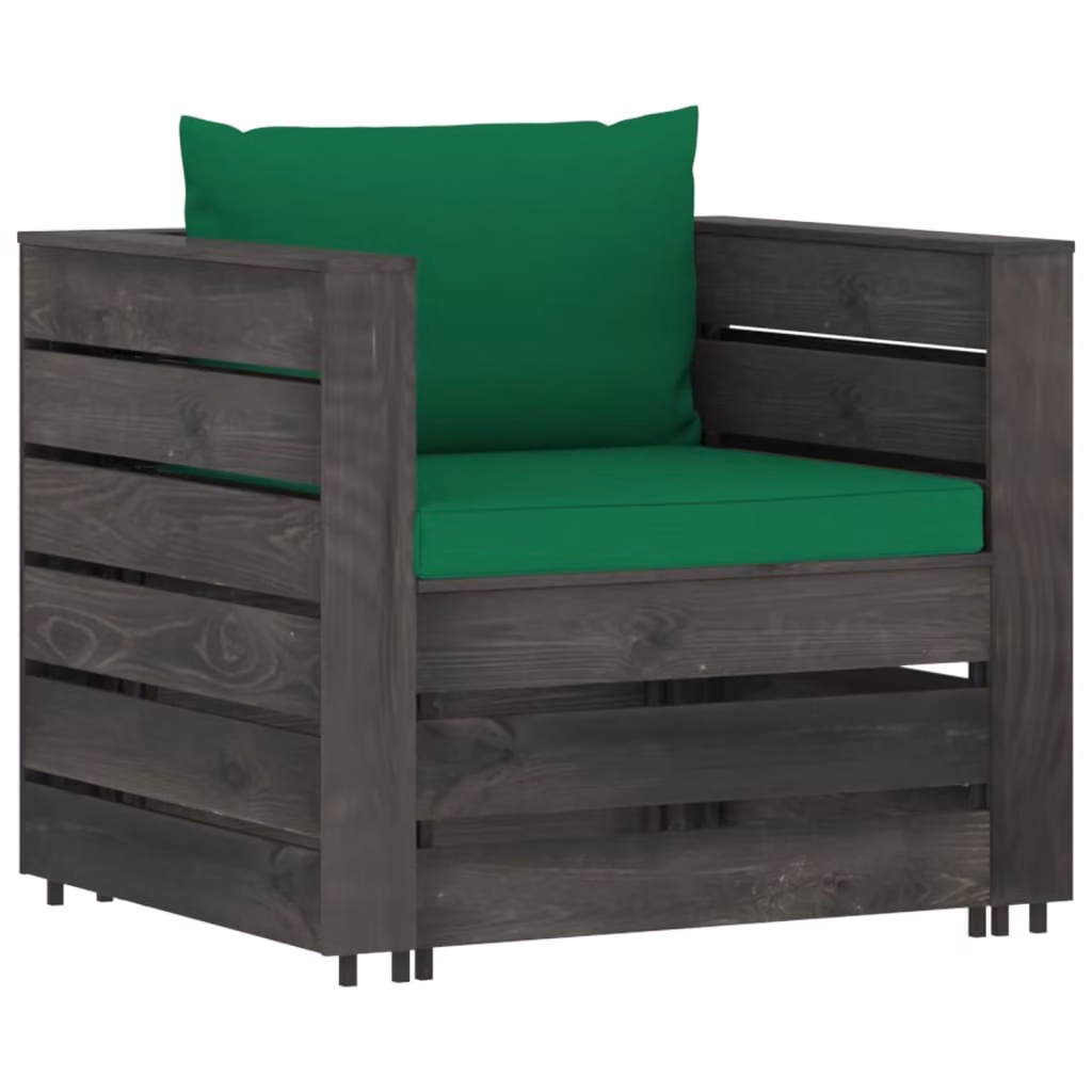 set da giardino 2 pezzi con cuscini Legno impregnato grigio