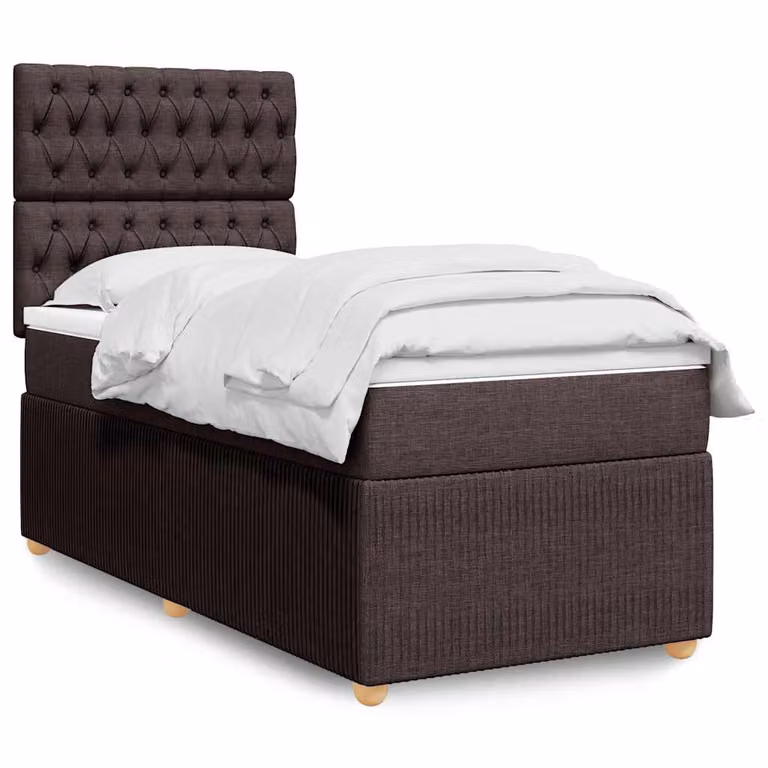 vidaXL Giroletto a Molle con Materasso in Tessuto Marrone e Bianco L/P/H: 200 x 100 x 15 cm