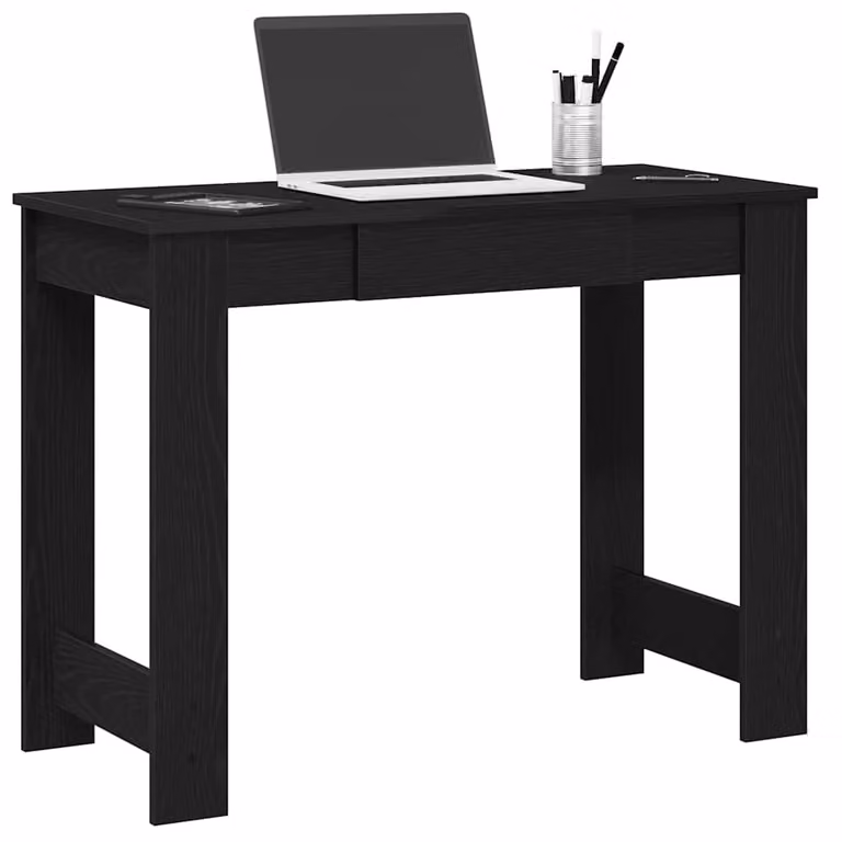 Scrivania moderna vidaXL nera in legno e MDF L: 100 cm, P: 45 cm, H: 75 cm