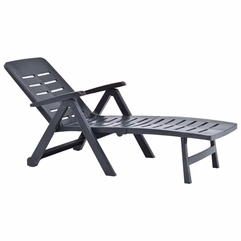 Lettino prendisole pieghevole vidaXL in plastica antracite con poggiatesta regolabile per giardino e terrazza L/P/H: 150 x 72 x 96 cm