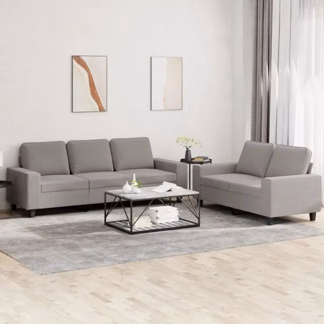Set di divani vidaXL da soggiorno in tessuto moderno composto da un divano a 2 posti e un divano a 3 posti, colore beige o grigio