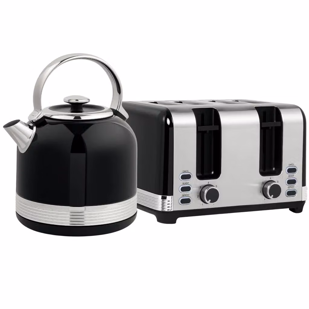 Set Bollitore e Tostapane Xylo in Acciaio Inox Nero con Bollitore da 1,7L – 2