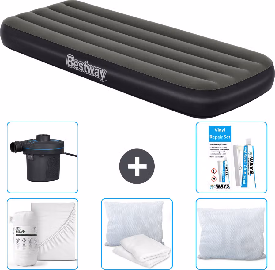 Materasso gonfiabile Bestway - 1 persona - 76 x 185 x 25 cm - Verde - Accessori inclusi