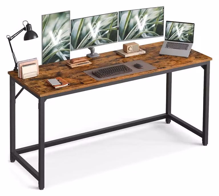 Scrivania rustica – Marrone/Nero – Pannello di particelle di legno – Acciaio – 60 x 160 x 76 cm