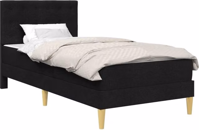 Letto singolo | Letto per adulti | Struttura letto con materasso Nero 100 x 200 cm Tessuto