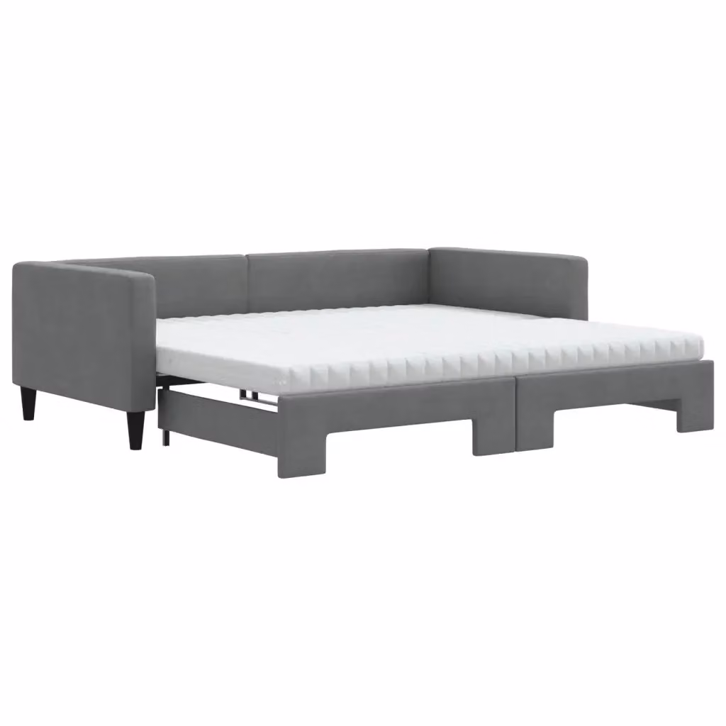 Divano Letto Estraibile vidaXL in Tessuto Grigio con Cassetto per il Ripostiglio, L/P/H: 223 x 110 x 68 cm, Materasso 100x200 cm – 2
