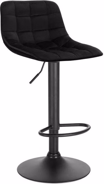 Set di sedute per bar con schienale in velluto - Con schienale imbottito - Nero - Set da 2 - Cucina - Sedute ergonomiche per bar - Regolabili in altezza - Altezza seduta 60-82cm
