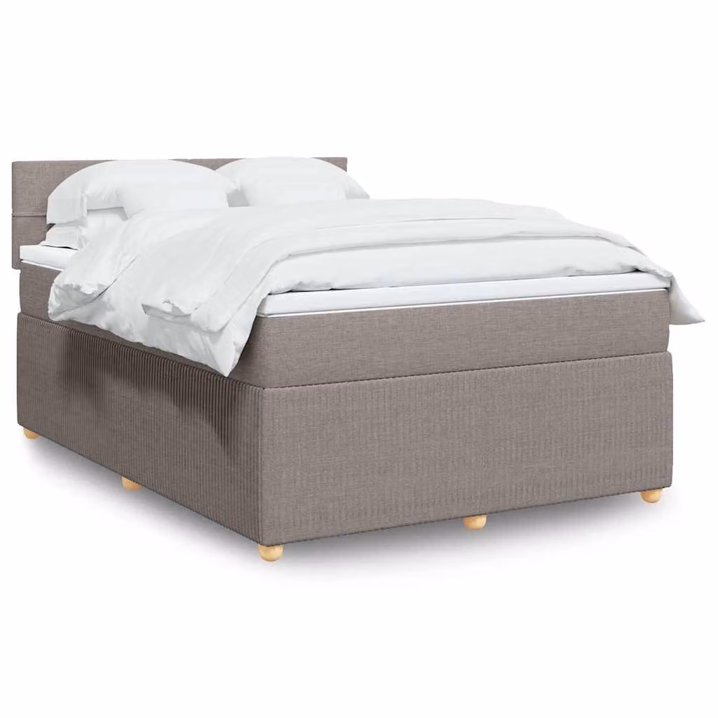 vidaXL Letto a Molle con Materasso in Tessuto Beige e Grigio L/P/H: 160 x 200 cm