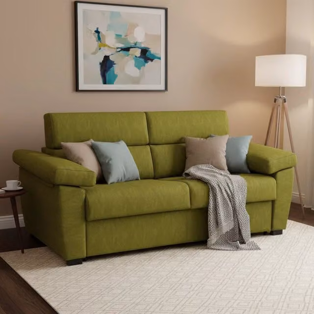 Divano Letto Trino DMORA 3 Posti Sfoderabile Made in Italy Verde L: 225 cm, P: 95 cm