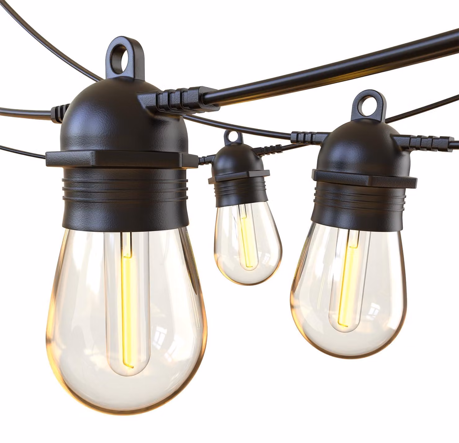 Catena luminosa da 31 metri, grado di protezione IP65, con 30+2 lampadine LED S14, luce bianco caldo