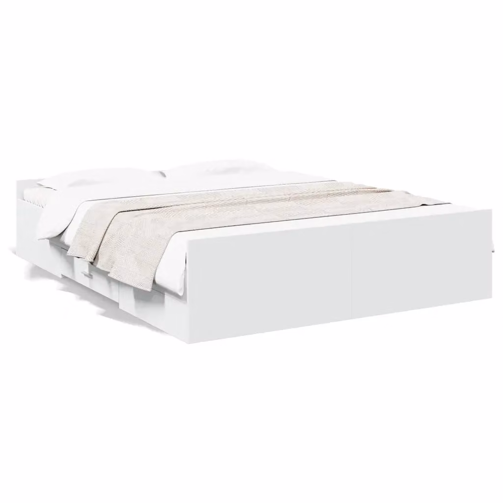 vidaXL Giroletto con Cassetti Bianco in Legno Multistrato L/P/H: 160 x 200 x 40 cm – 2