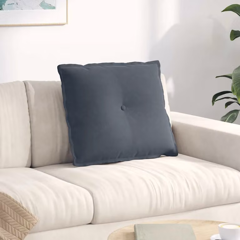 Cuscino per schiena vidaXL in velluto a coste grigio, L: 60 cm, P: 50 cm, H: 19 cm