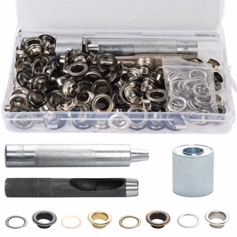 Set di anelli metallici da 10 mm, 140 pezzi, in 4 colori, con set di 3 utensili, per teloni impermeabili