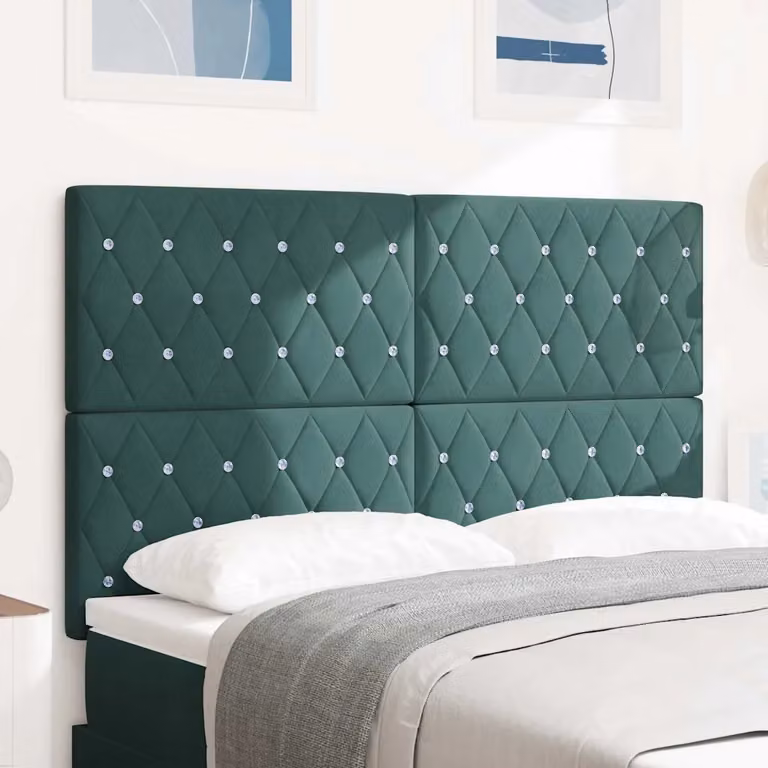 Testiera per letto vidaXL in velluto verde scuro con struttura in legno e design minimalista, L: 160 cm