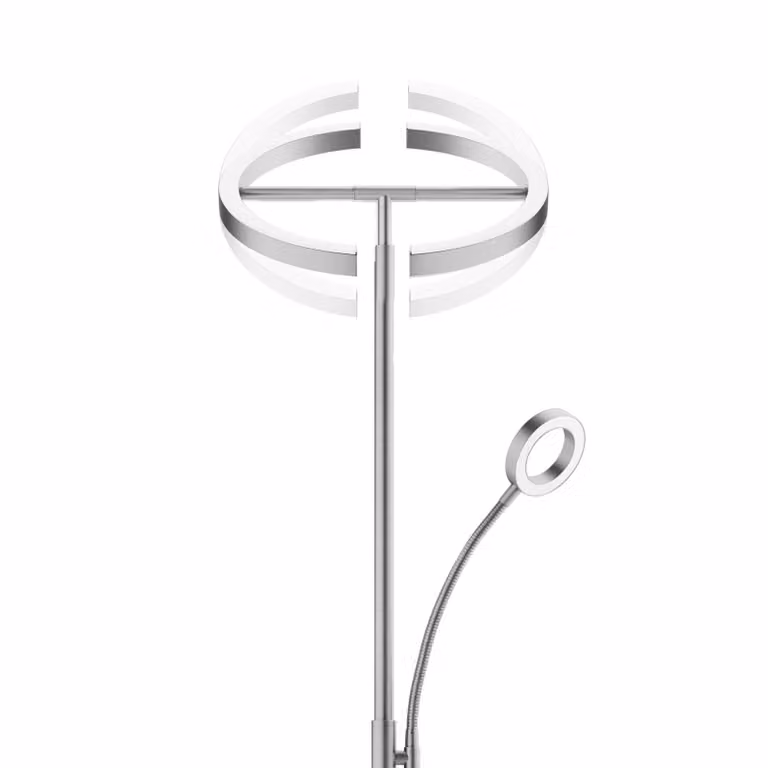 Lampada da terra Auralis LED 20W, luce da lettura, dimmerabile - Nichel opaco