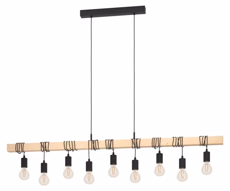 EGLO TOWNSHEND, nero, marrone, acciaio, legno, universale, IP20, I, E27