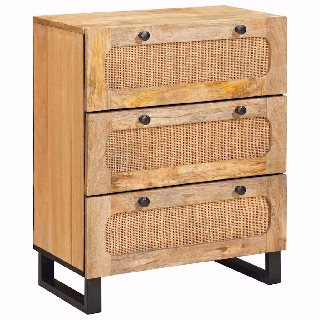 vidaXL Credenza Moderna in Legno di Mango Massello Marrone L: 60 cm, P: 33 cm, H: 75 cm
