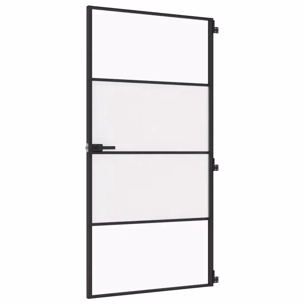 Porta Interna Reversibile vidaXL in Alluminio e Vetro Trasparente con Finitura Nera L: 102,5 cm, H: 201,5 cm – 2