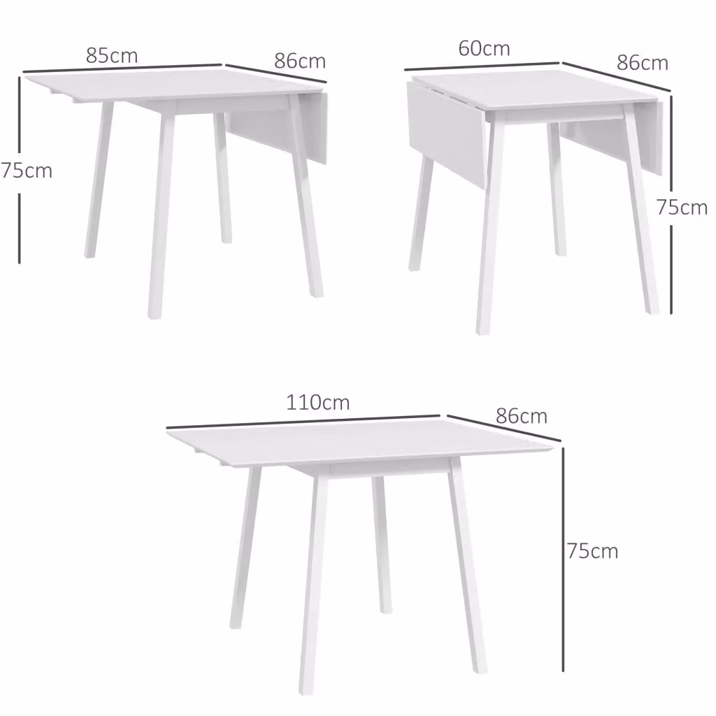 Tavolo da pranzo pieghevole WISHDOR in legno di pino oliato, bianco, L: 110 cm, P: 86 cm, H: 75 cm – 2