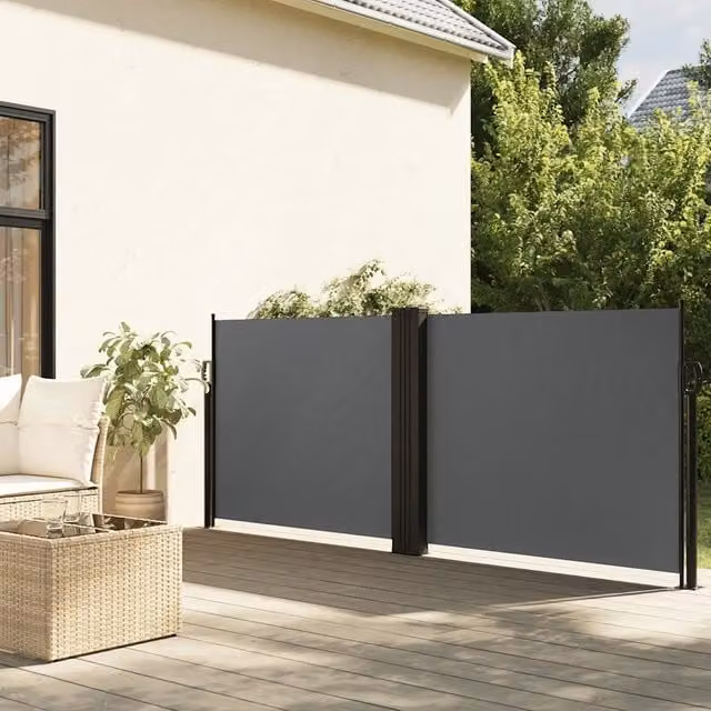 Tenda da sole laterale retrattile vidaXL in poliestere e acciaio, colore antracite, L: 600 cm, H: 100 cm – 1
