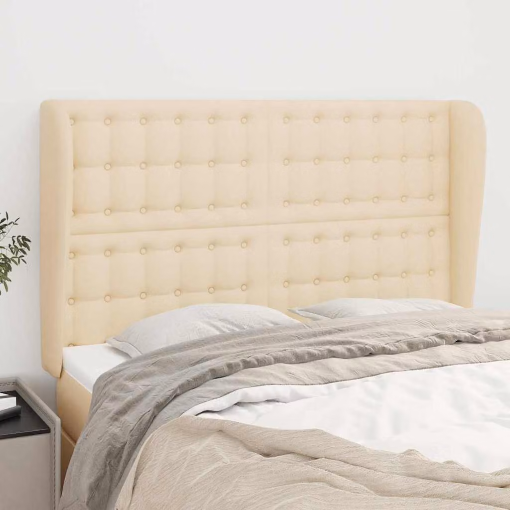 Testiera ad Orecchio vidaXL in Tessuto Beige L: 147 cm, P: 23 cm, H: 118/128 cm