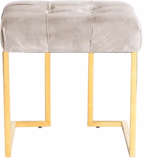 Sgabello Rarity in Velluto Taupe con Struttura Oro