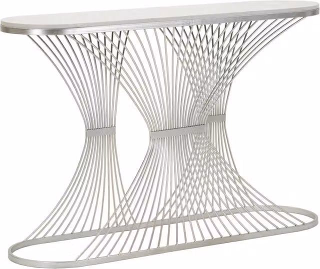 Console Stripe 120x35x79 cm in Ferro e Marmo Argento