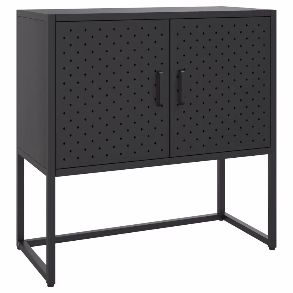 vidaXL Credenza Moderna in Metallo Nero Opaco L/P/H: 75 x 35 x 75 cm – 2