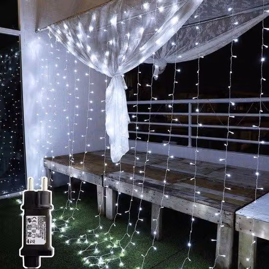Ghirlanda luminosa a LED 3x3 m, 8 modalità, impermeabile, bianca