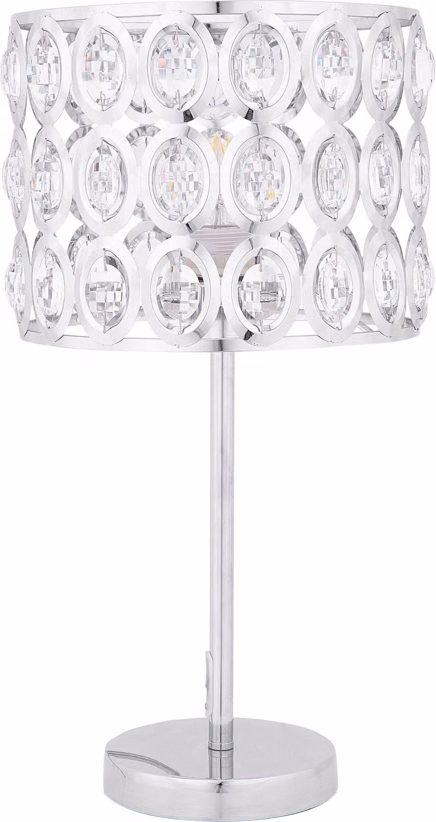 BELIANI Lampada da tavolo in metallo argentato 53 cm paralume con cristalli di vetro acrilico Cavo con interruttore Stile moderno e affascinante