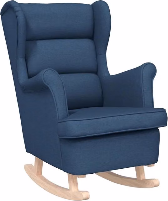 Poltrona | Sedia a Dondolo Blu 74x90x102 cm in Tessuto