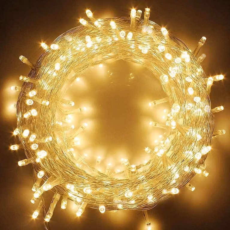 Catena luminosa da 23 metri, con 200 LED a luce calda, 8 modalità, grado di protezione IP44