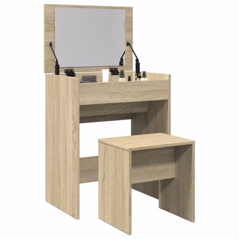 vidaXL Toeletta con Sgabello in Rovere Sonoma, L/P/H: 60 x 40 x 113,5 cm