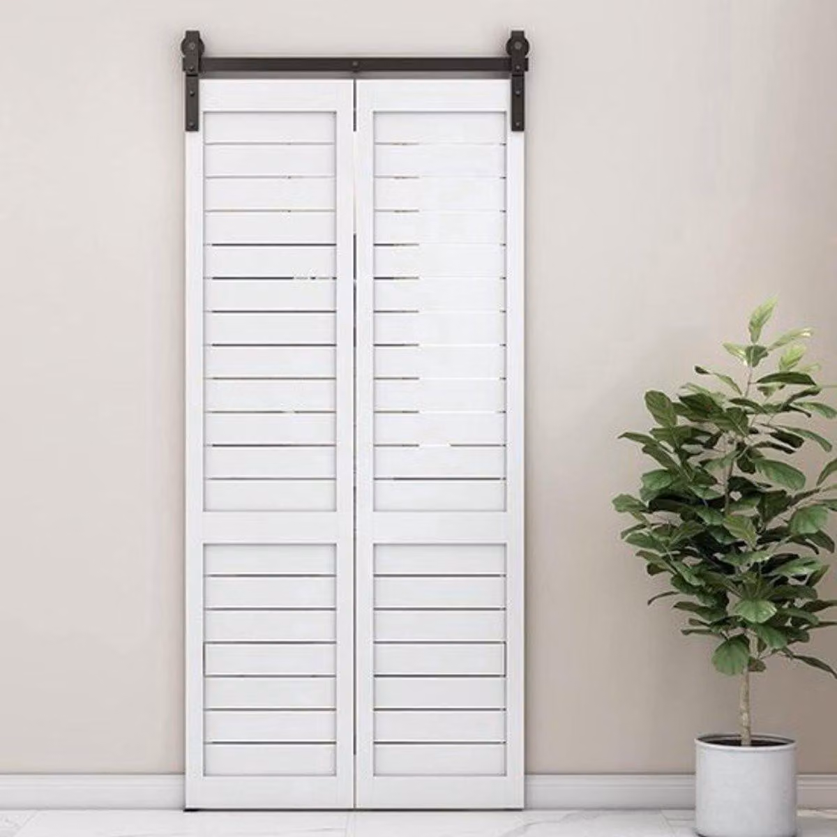 Kit di accessori per porte scorrevoli, Acciaio al carbonio, per porte doppie o singole, binario singolo, 117 cm, acciaio robusto, per interni ed esterni