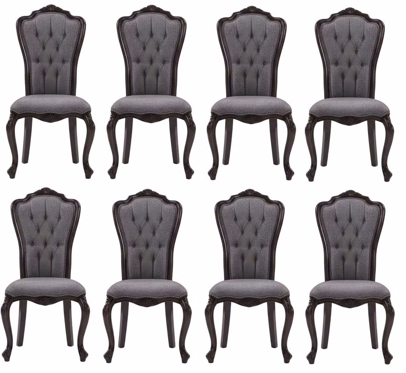 Sedia in stile classico, colore nero, struttura in legno, schienale morbido, nuova