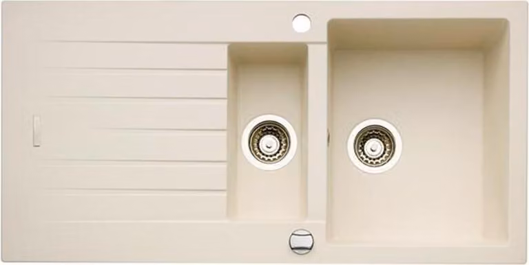 Lavello NABER ANGOLA 150 in MAGNOLIA con miscelatore girevole cromato / vasca singola / larghezza mobile 60 cm