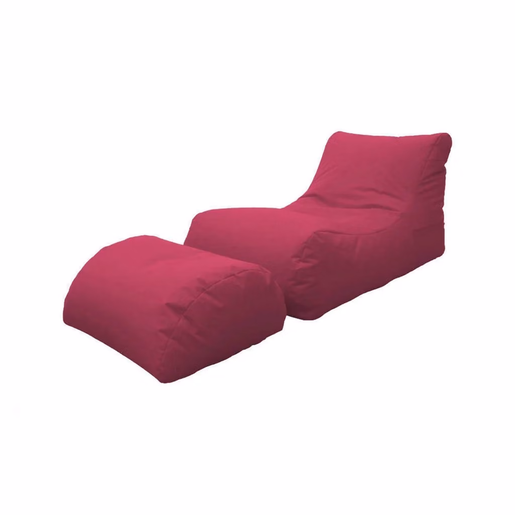 Chaise Longue moderna Alton di Talamo Italia con poggiapiedi in Nylon e pouf imbottito, colore Fucsia, L: 120 cm, H: 80 cm, P: 60 cm – 2