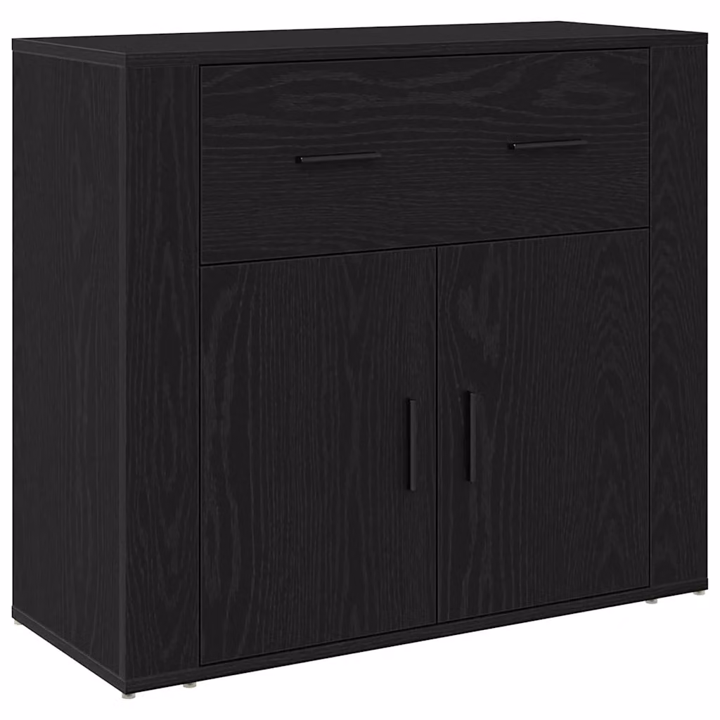 Credenza vidaXL in legno MDF color nero e beige per soggiorno o sala da pranzo, L 80 x P 33 x H 70 cm – 2