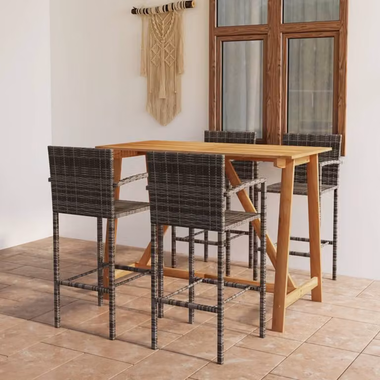 Maison Exclusive - Set da bar da giardino da 5 pezzi, grigio