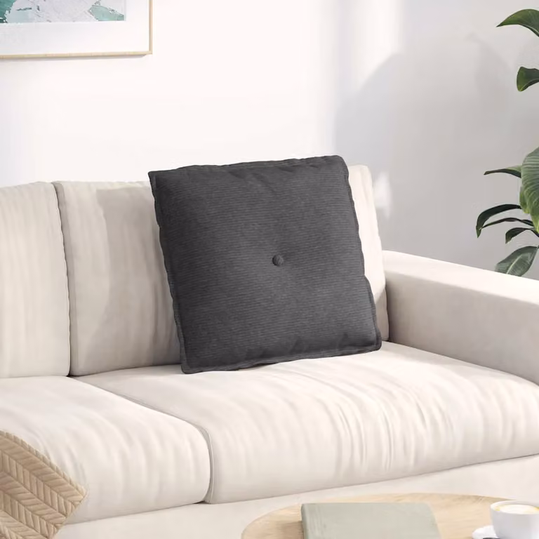vidaXL Cuscino per Schiena Rettangolare in Velluto a Costine Grigio L: 50 cm, P: 45 cm