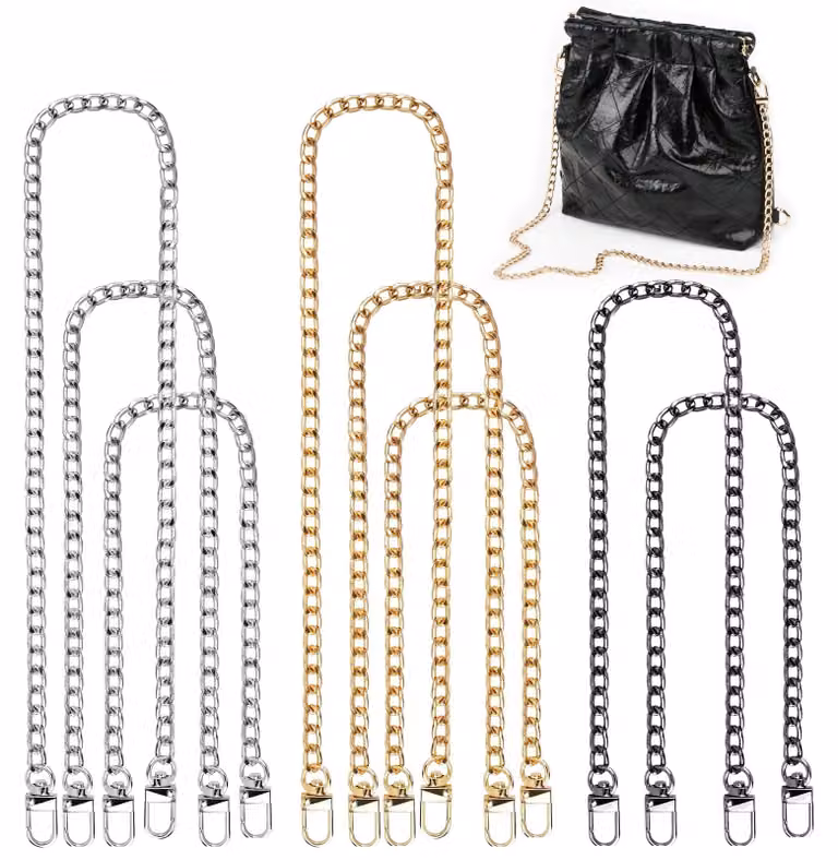 Set di catenine portachiavi, 8 pezzi, colori: oro, argento, nero, lunghezze: 40/60/80 cm