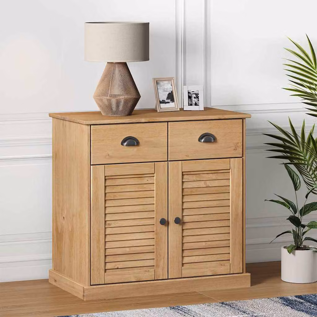 Credenza con Cassetti VIGO vidaXL in Legno Massello di Pino, Stile Rustico, Marrone, L: 78 cm, P: 40 cm, H: 75 cm
