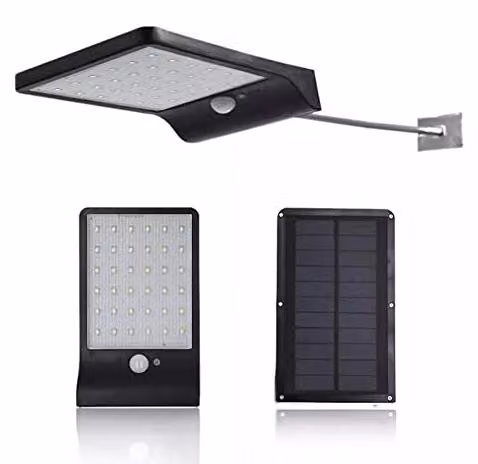 Lampada solare da esterno con 36 LED, 7W, 6500K, grado di protezione IP67, dotata di sensore di movimento
