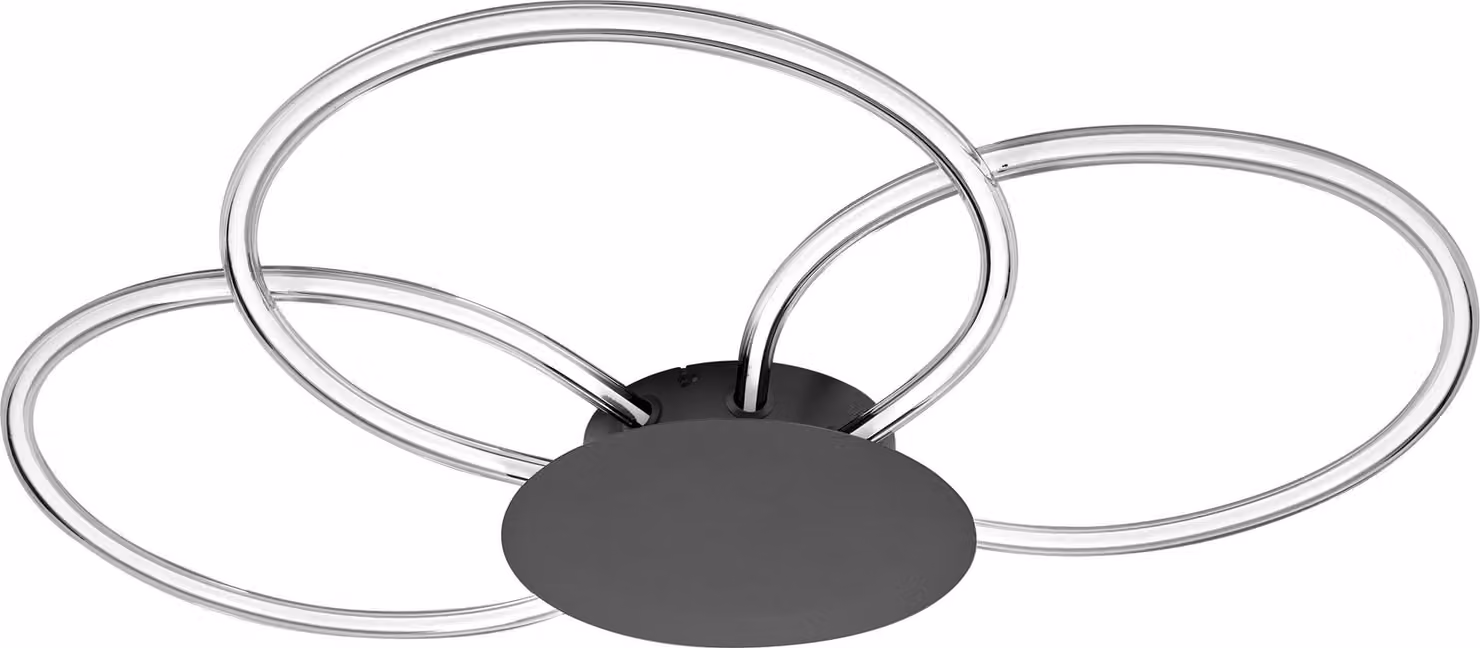 Plafoniera OSRAM Decor Aura in policarbonato curvo con design a LED e filamento, 21 W, 2200 lm, 3000 K, 830 bianco caldo, dimmerabile a click, grigio scuro, plastica (PC), IP20