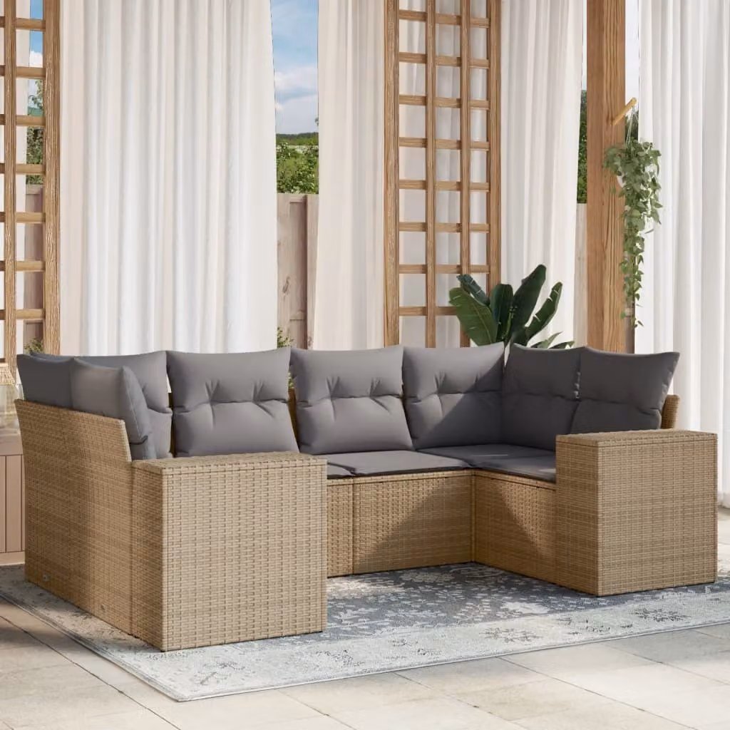 Maison Exclusive - Set Divano da Giardino 6 pz con Cuscini Beige in Polyrattan