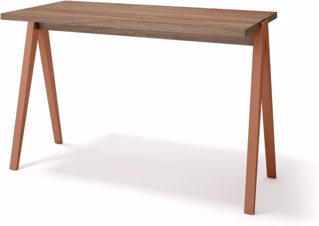 Scrivania Herdasa effetto noce gambe faggio in terracotta 75x120x60
