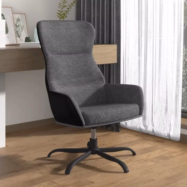 Sedia Relax girevole vidaXL in tessuto e similpelle grigia con braccioli e struttura in metallo